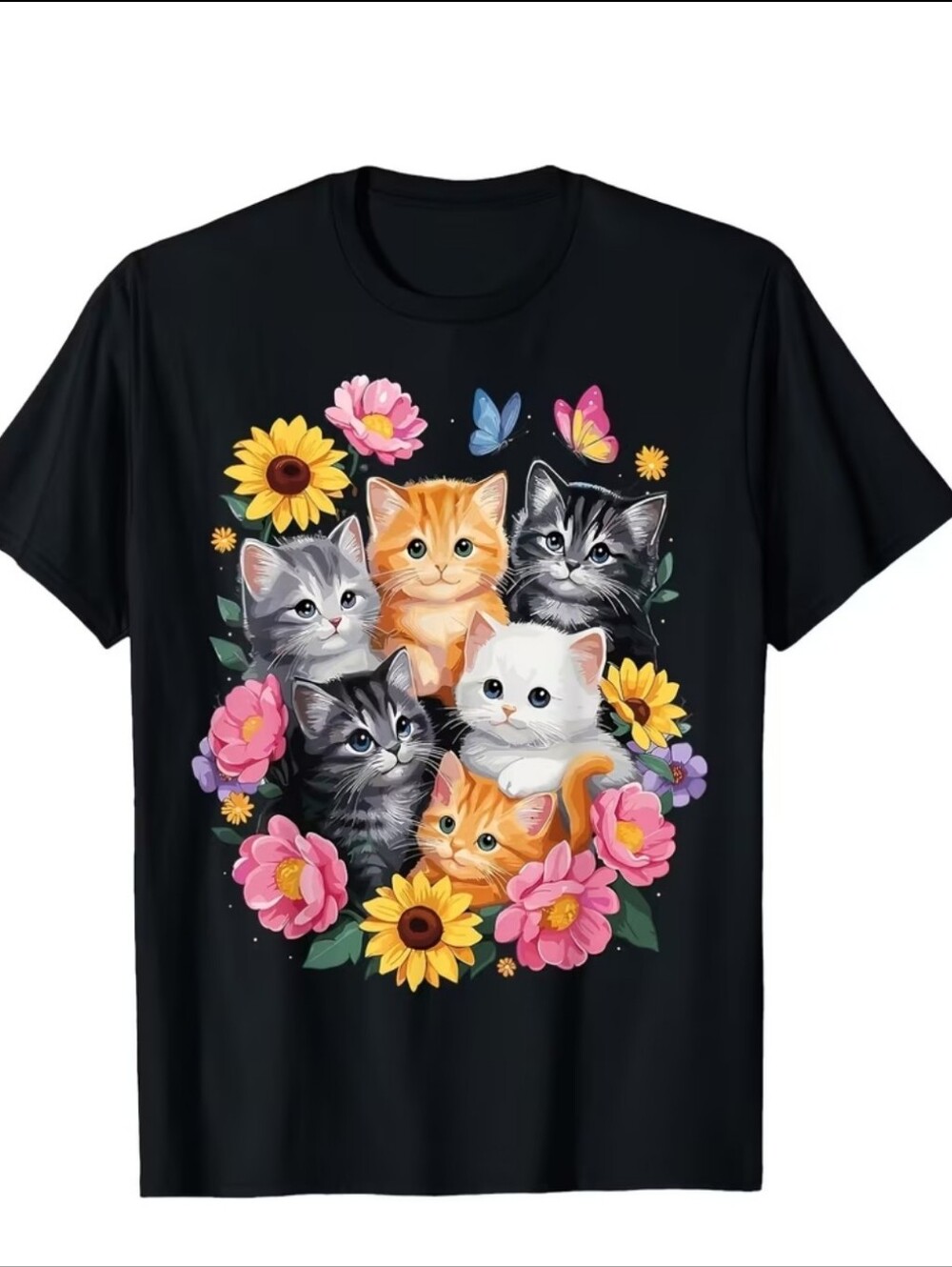 Cute Cat Shirt, Floral Kitten Comfort Colors Tee